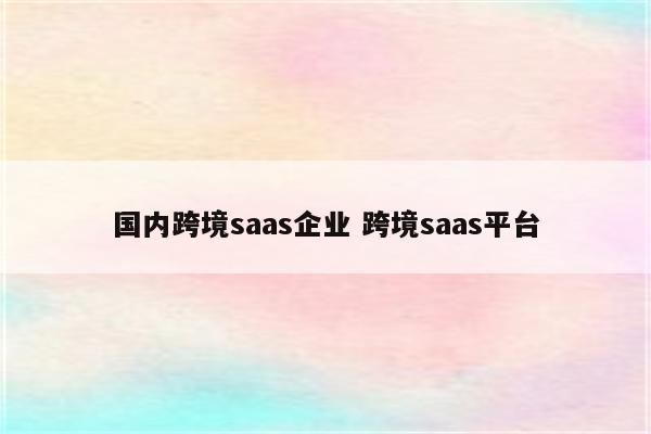 国内跨境saas企业 跨境saas平台