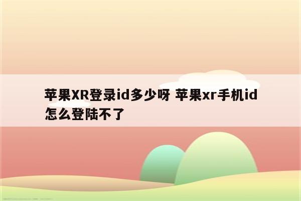 苹果XR登录id多少呀 苹果xr手机id怎么登陆不了