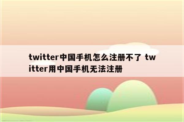 twitter中国手机怎么注册不了 twitter用中国手机无法注册
