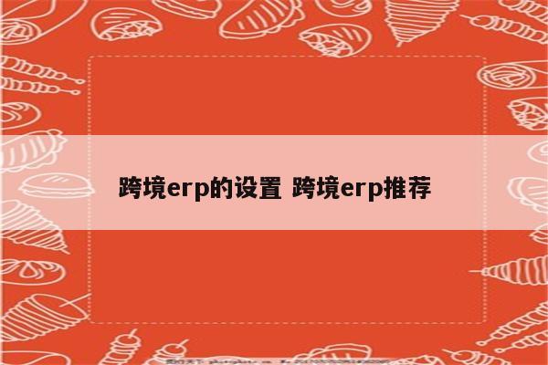 跨境erp的设置 跨境erp推荐