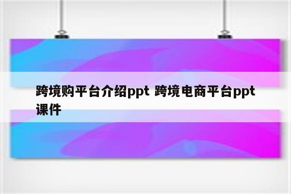 跨境购平台介绍ppt 跨境电商平台ppt课件