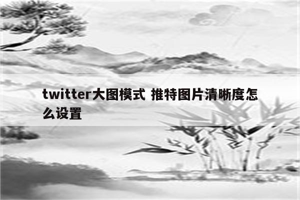 twitter大图模式 推特图片清晰度怎么设置