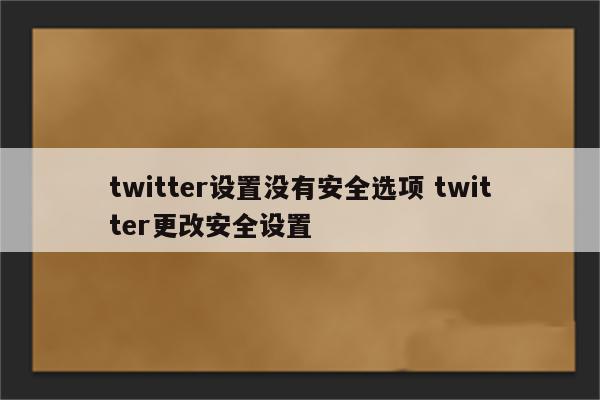 twitter设置没有安全选项 twitter更改安全设置