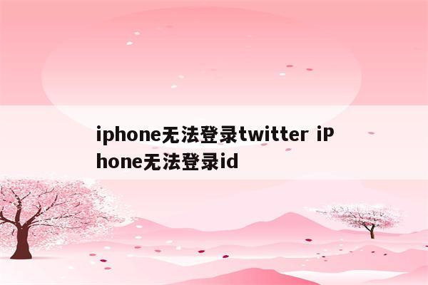 iphone无法登录twitter iPhone无法登录id