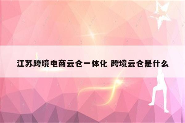 江苏跨境电商云仓一体化 跨境云仓是什么