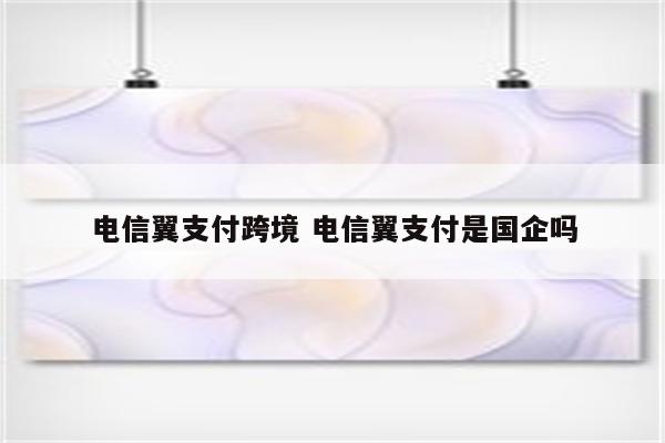 电信翼支付跨境 电信翼支付是国企吗