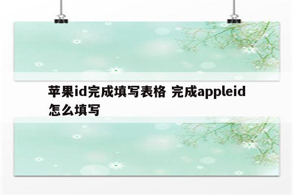 苹果id完成填写表格 完成appleid怎么填写