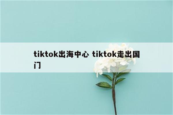 tiktok出海中心 tiktok走出国门