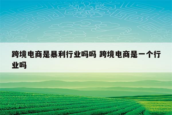 跨境电商是暴利行业吗吗 跨境电商是一个行业吗