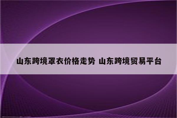 山东跨境罩衣价格走势 山东跨境贸易平台