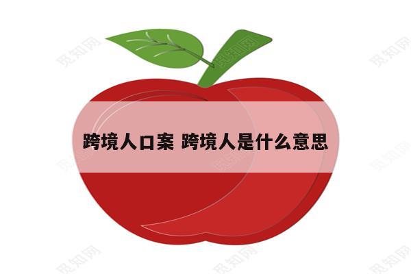 跨境人口案 跨境人是什么意思