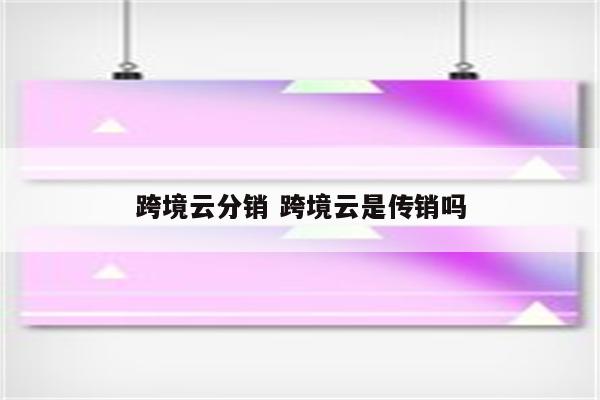 跨境云分销 跨境云是传销吗