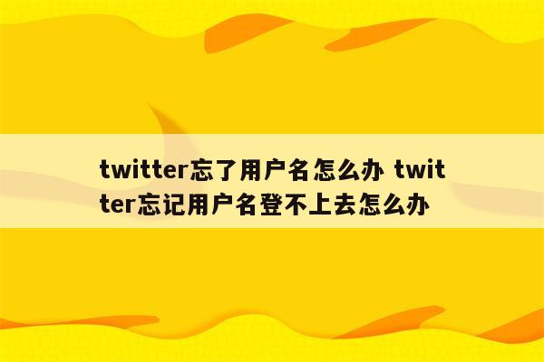 twitter忘了用户名怎么办 twitter忘记用户名登不上去怎么办