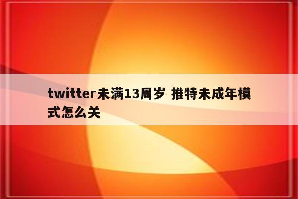 twitter未满13周岁 推特未成年模式怎么关
