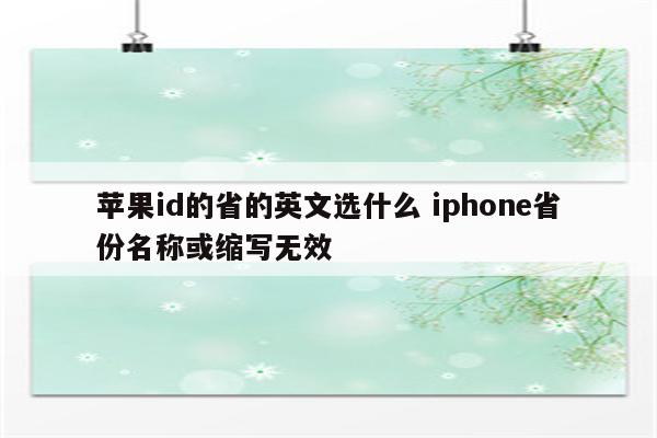 苹果id的省的英文选什么 iphone省份名称或缩写无效