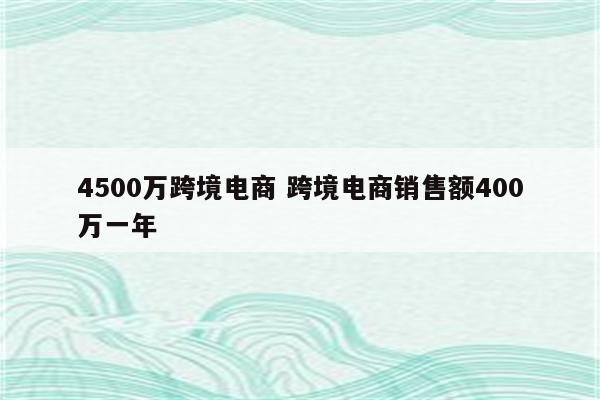 4500万跨境电商 跨境电商销售额400万一年