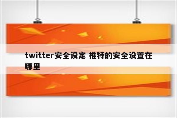 twitter安全设定 推特的安全设置在哪里