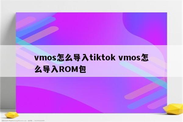 vmos怎么导入tiktok vmos怎么导入ROM包
