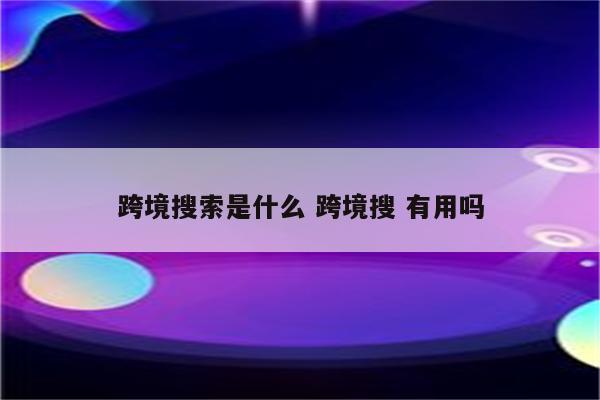 跨境搜索是什么 跨境搜 有用吗