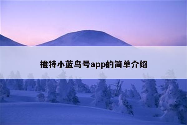 推特小蓝鸟号app的简单介绍