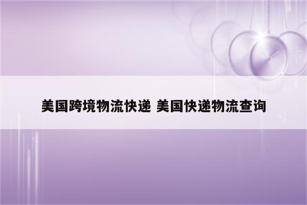 美国跨境物流快递 美国快递物流查询