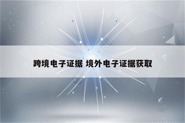 跨境电子证据 境外电子证据获取