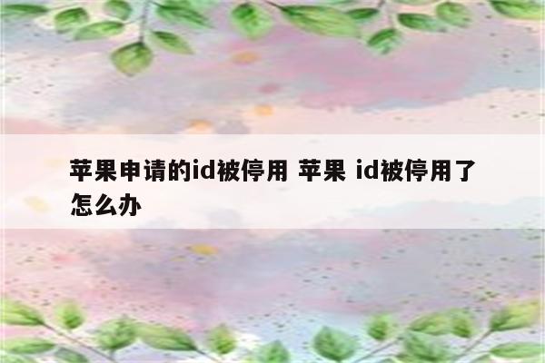 苹果申请的id被停用 苹果 id被停用了怎么办