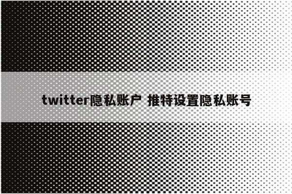 twitter隐私账户 推特设置隐私账号