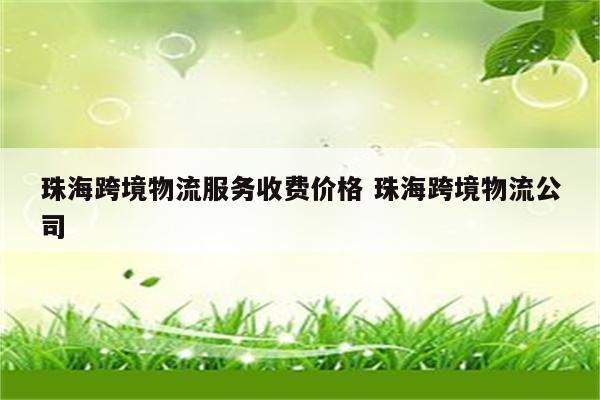 珠海跨境物流服务收费价格 珠海跨境物流公司