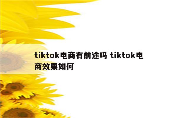 tiktok电商有前途吗 tiktok电商效果如何
