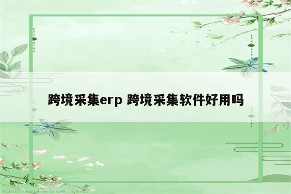 跨境采集erp 跨境采集软件好用吗