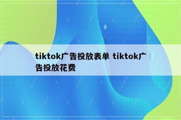 tiktok广告投放表单 tiktok广告投放花费