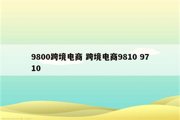 9800跨境电商 跨境电商9810 9710