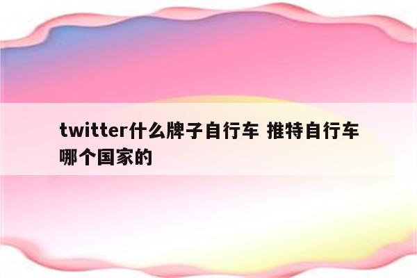 twitter什么牌子自行车 推特自行车哪个国家的