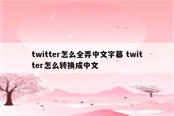 twitter怎么全弄中文字幕 twitter怎么转换成中文