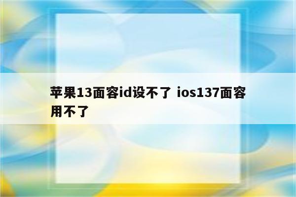 苹果13面容id设不了 ios137面容用不了