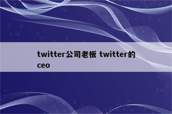 twitter公司老板 twitter的ceo