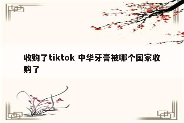 收购了tiktok 中华牙膏被哪个国家收购了