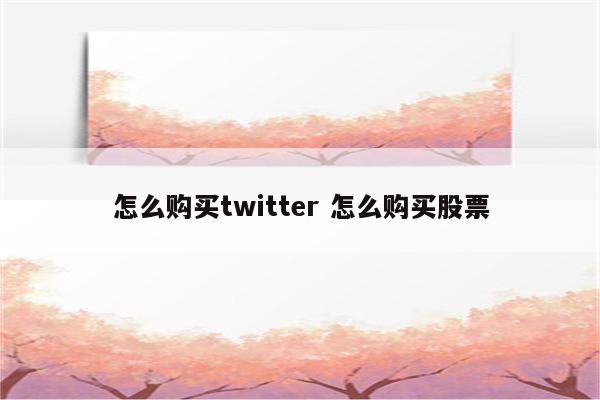 怎么购买twitter 怎么购买股票