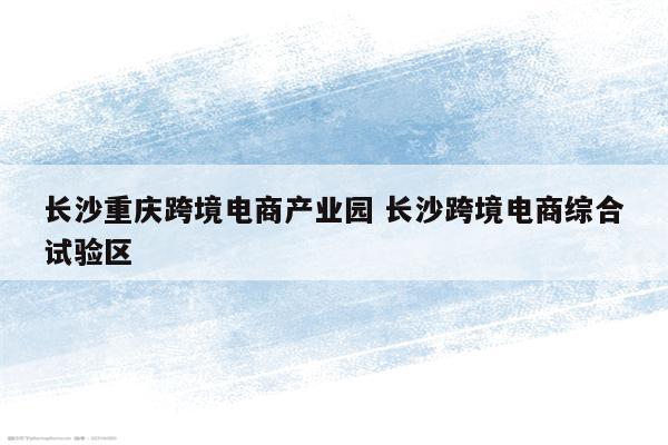 长沙重庆跨境电商产业园 长沙跨境电商综合试验区