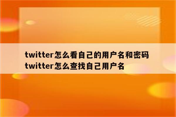 twitter怎么看自己的用户名和密码 twitter怎么查找自己用户名