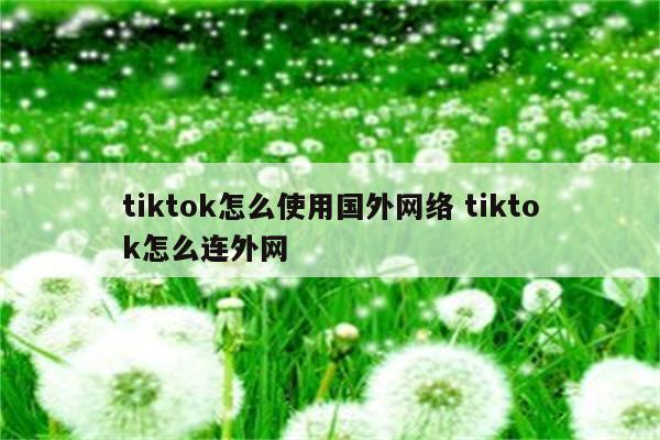 tiktok怎么使用国外网络 tiktok怎么连外网