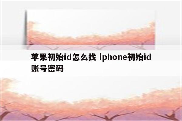 苹果初始id怎么找 iphone初始id账号密码