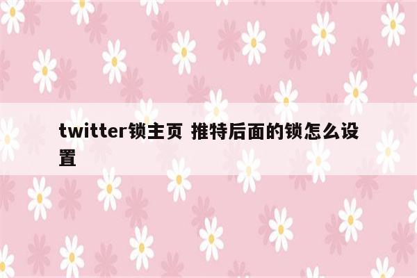twitter锁主页 推特后面的锁怎么设置
