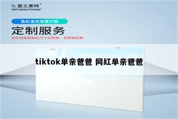 tiktok单亲爸爸 网红单亲爸爸