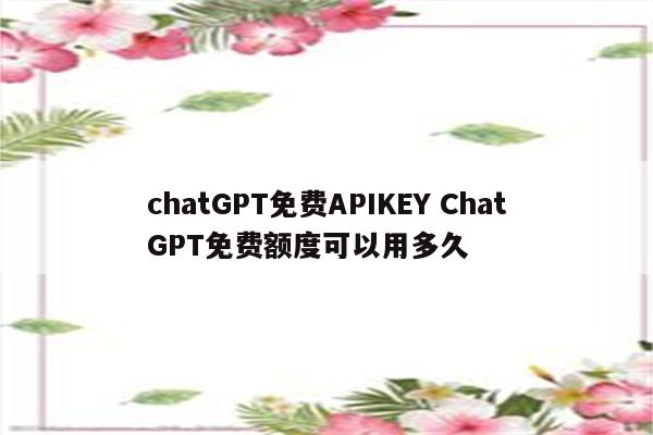 chatGPT免费APIKEY ChatGPT免费额度可以用多久