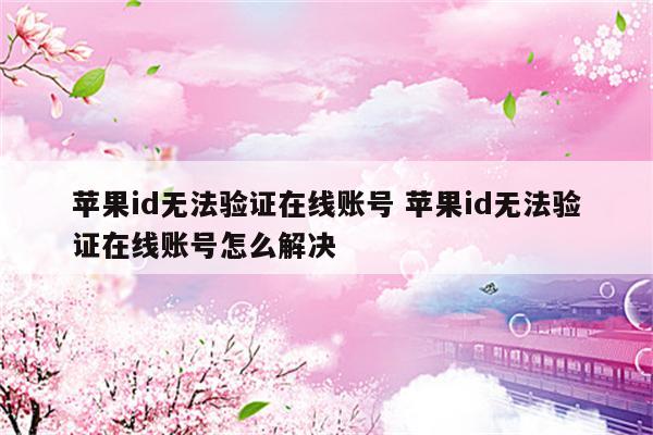 苹果id无法验证在线账号 苹果id无法验证在线账号怎么解决