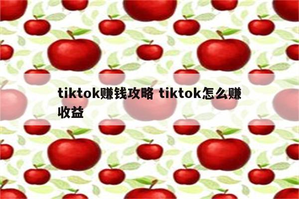 tiktok赚钱攻略 tiktok怎么赚收益