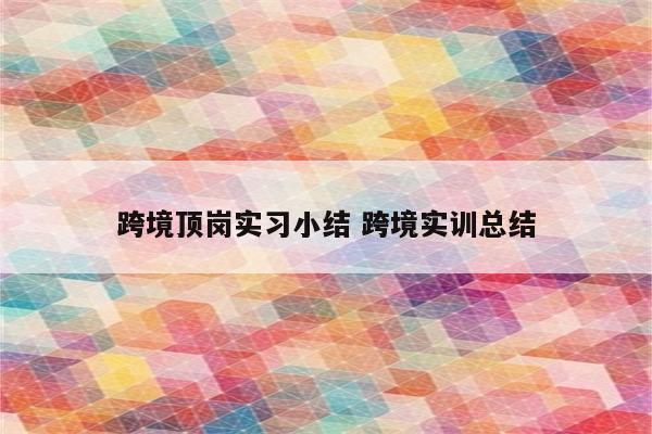 跨境顶岗实习小结 跨境实训总结