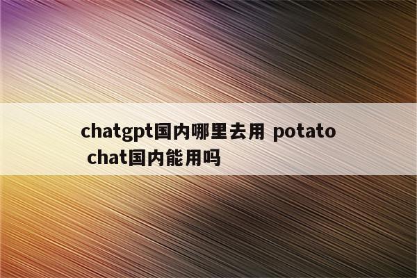 chatgpt国内哪里去用 potato chat国内能用吗